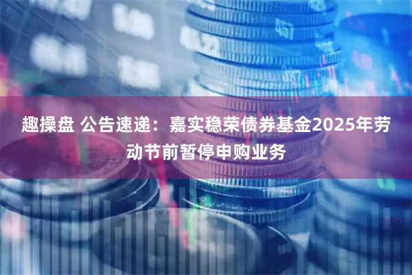 趣操盘 公告速递：嘉实稳荣债券基金2025年劳动节前暂停申购业务